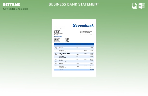 Модерен стил Организацијата на Sacombank го проверува изводот на сметката Шаблон